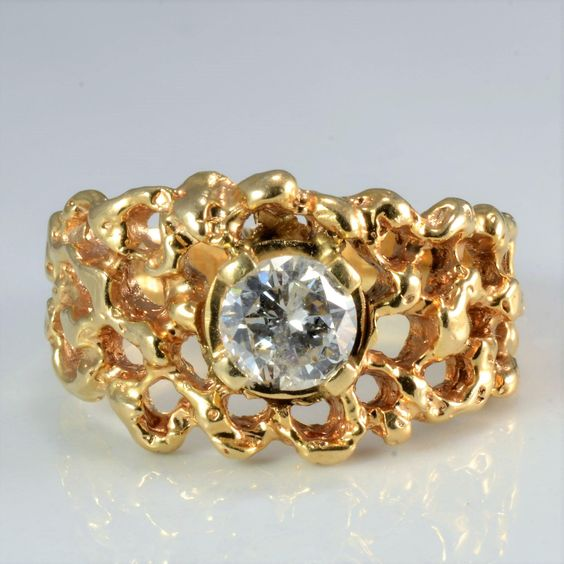 Vintage Zirconia Hollow Gold Ring