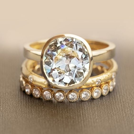 Vintage Crystal Gold Ring Set