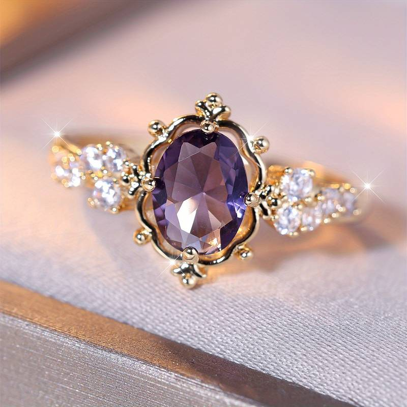 Vintage Elegant Purple Crystal Ring