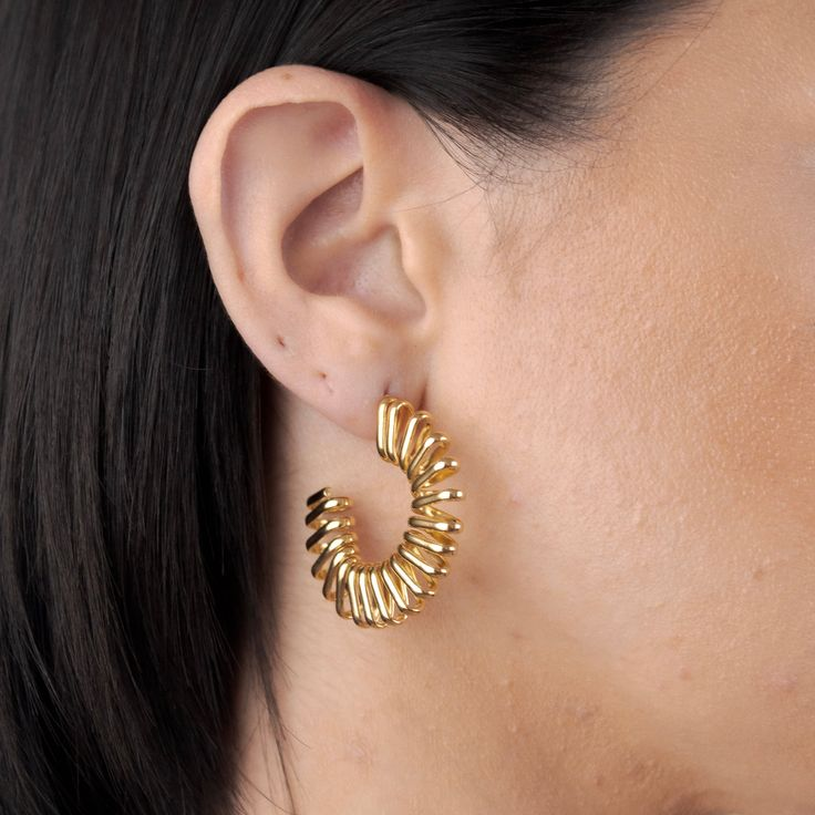 Vintage Golden Hollow Hoop Earrings