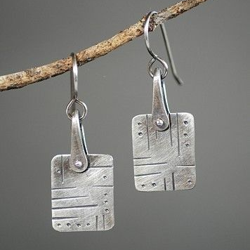 Vintage Silvered Square Earrings