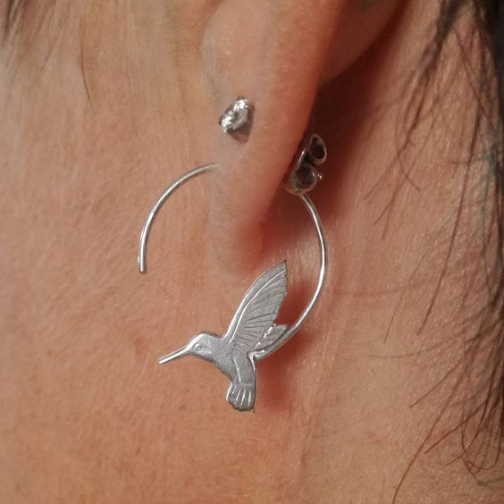 Vintage Silver Hummingbird Earrings