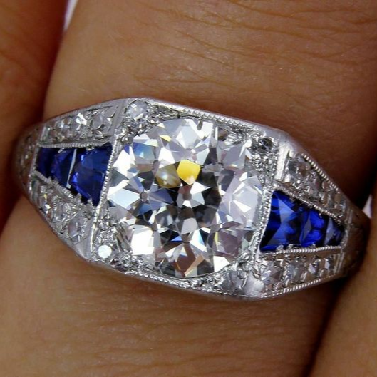 Vintage Blue Cubic Zirconia Ring