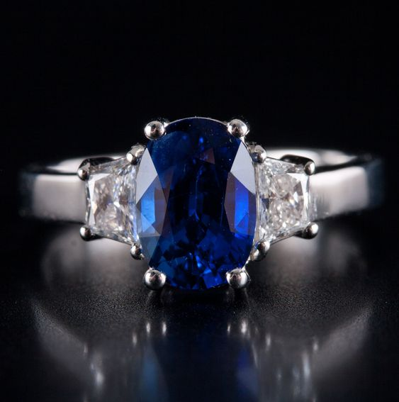 Vintage Blue Glass Silver Ring