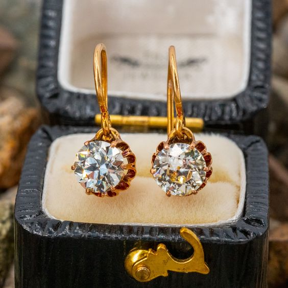 Vintage Golden Rounded Zirconia Earrings