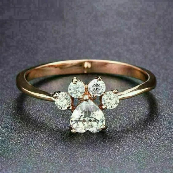 Vintage Paw Zirconia Ring