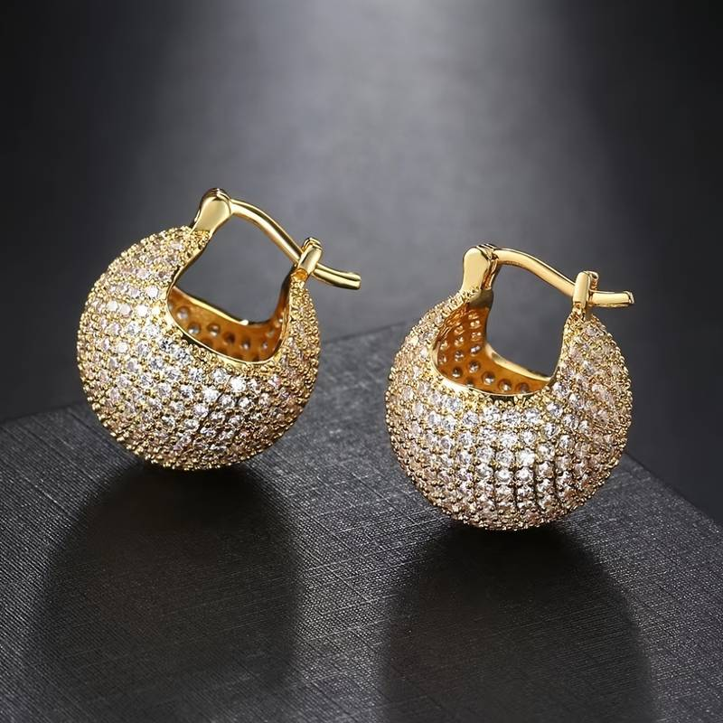 Vintage Bright Golden Basket Earrings