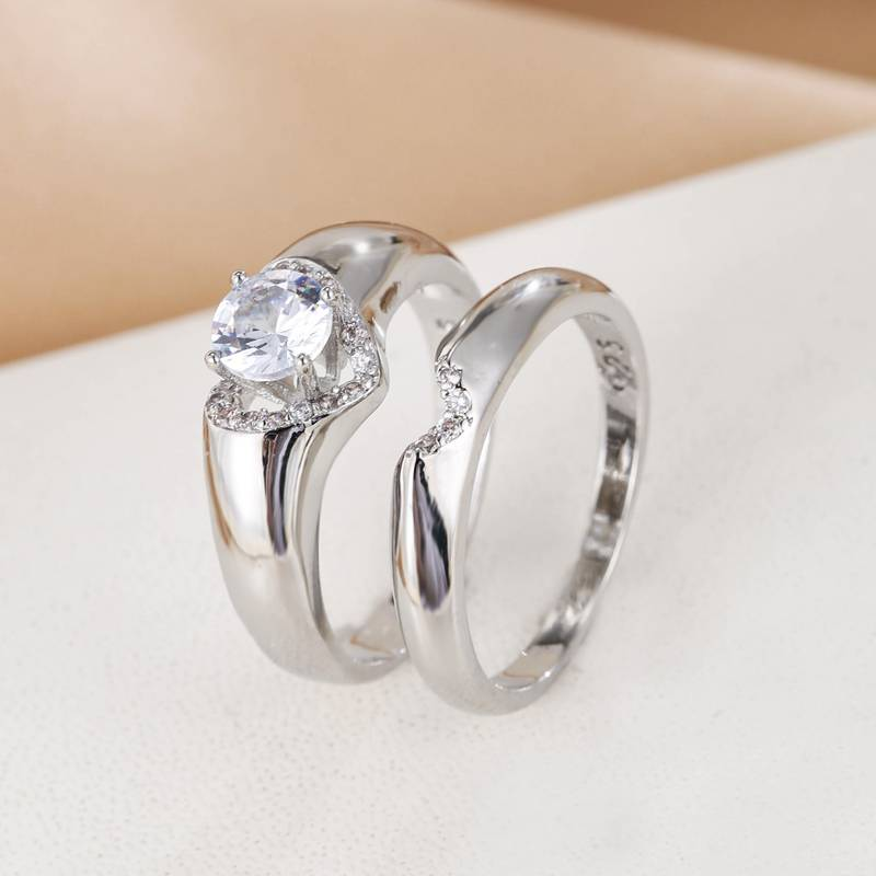 Vintage Silver Ring Set with Zirconia