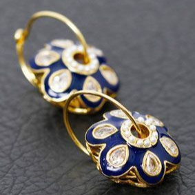 Vintage Blue Enamel Flower Earrings