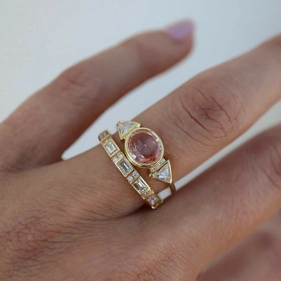 Vintage Red Inlaid Glass Ring Set
