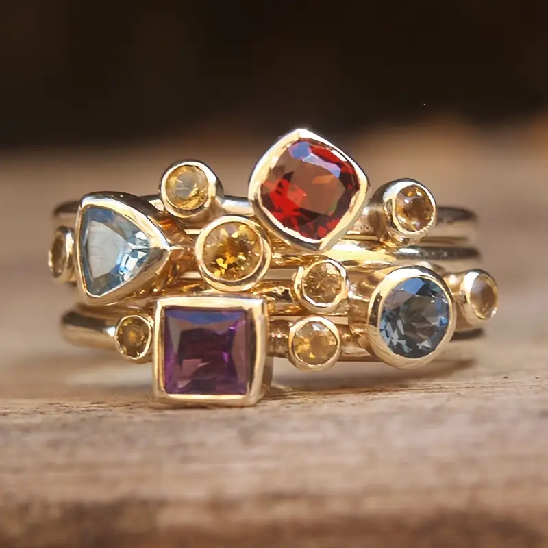 Vintage Colorful Gold Layered Ring