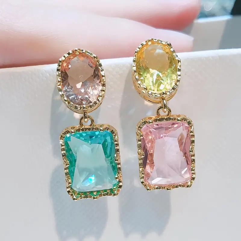 Vintage Colorful Crystal Earrings