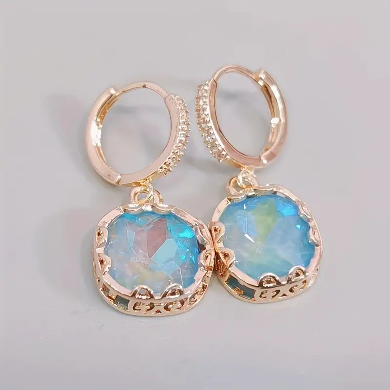 Vintage Blue Rounded Blue Opal Earrings
