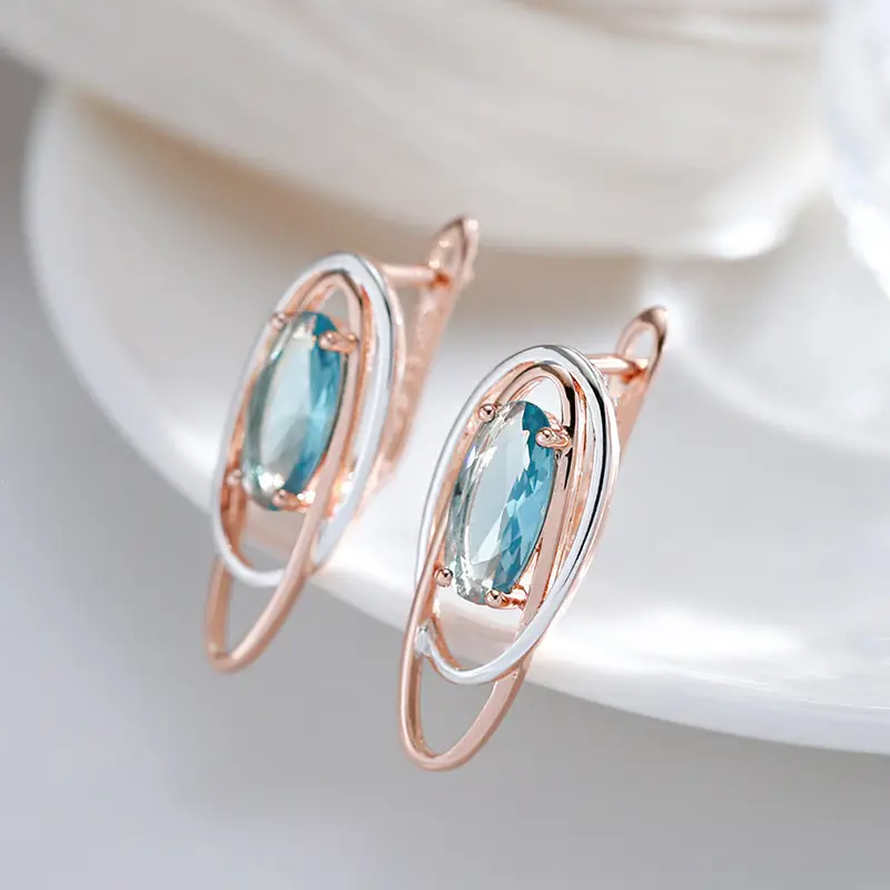 Vintage Blue Rose Silver Earrings