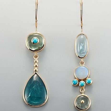 Vintage Blue Dangling Crystal Earrings