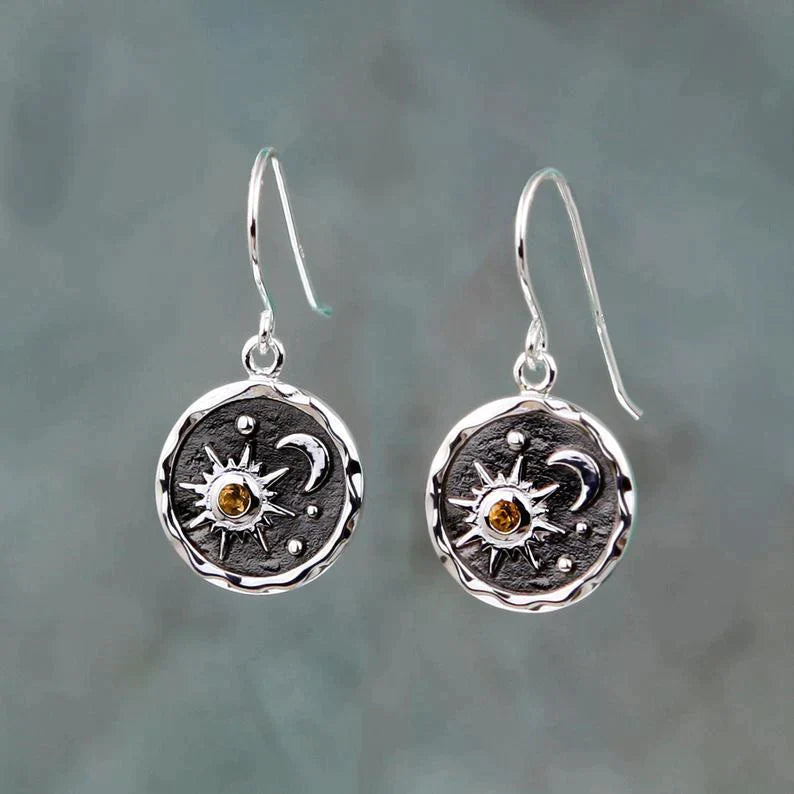 Sun and Moon Earrings in Gold and Silver