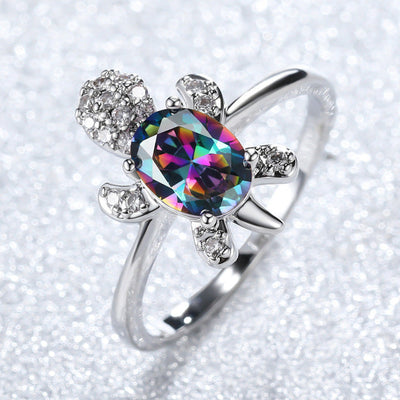 Sea Turtle Ring in Zirconium and Silver