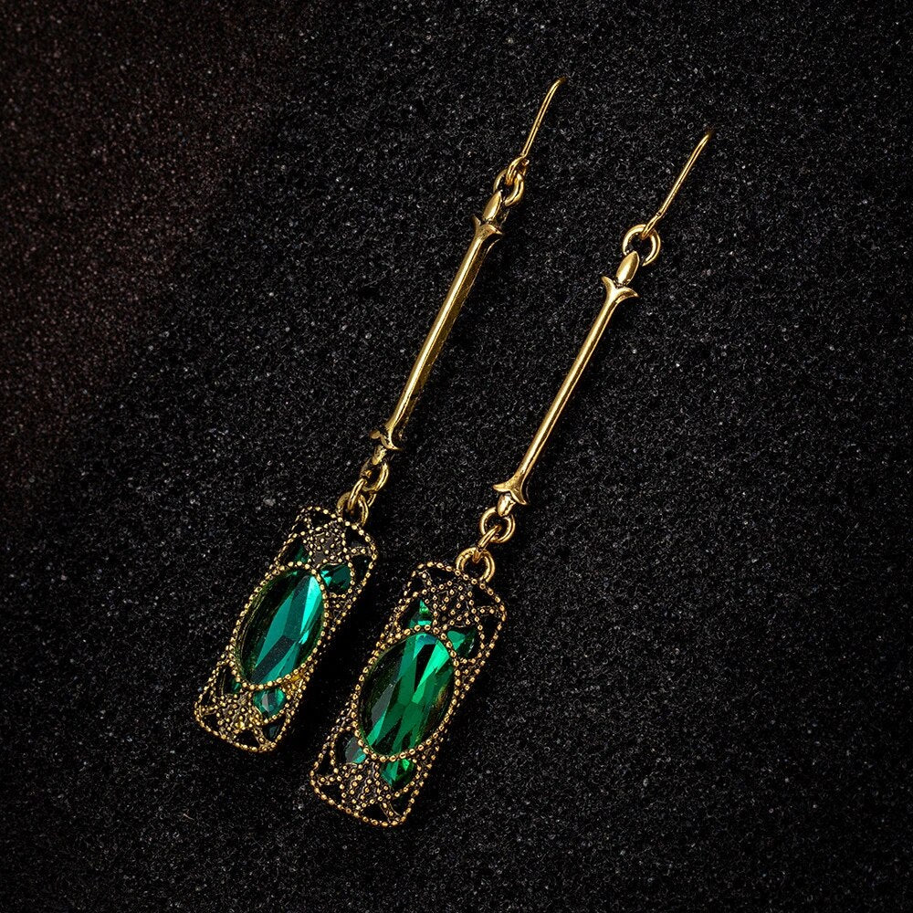 Green Lantern Pendant Earrings in Gold