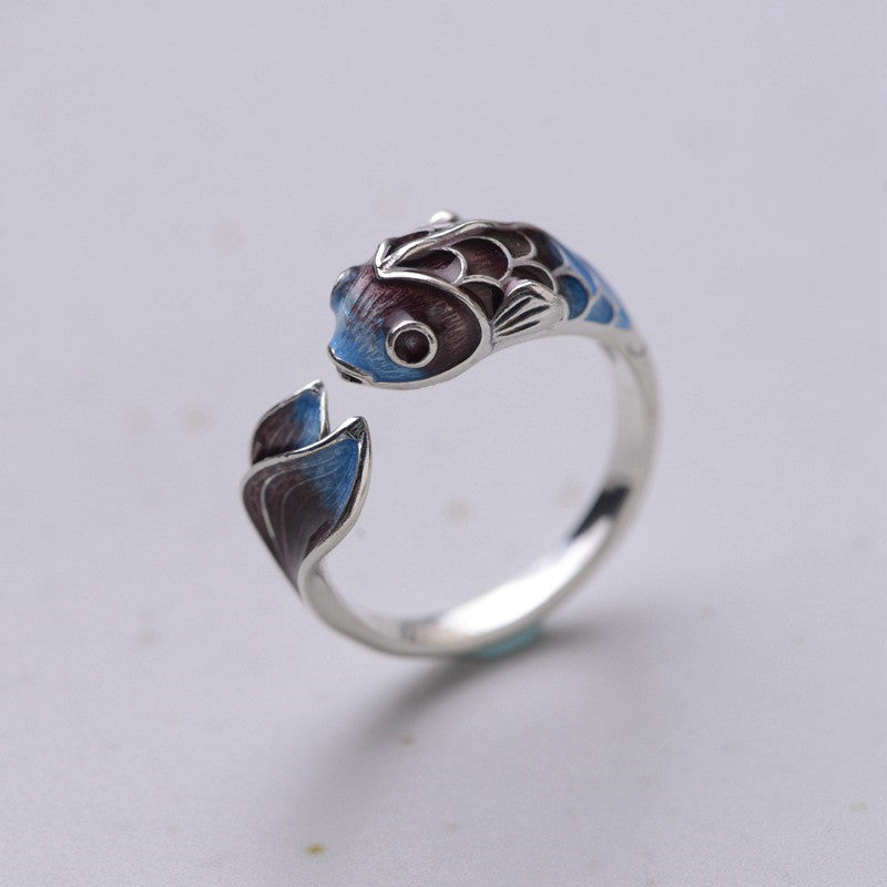 Koi Fish Adjustable Ring in Silver