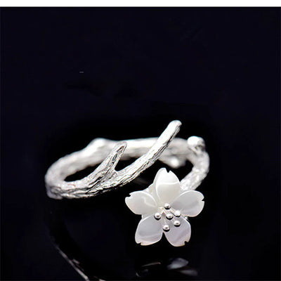 White Natural Jade Ring in Sterling Silver