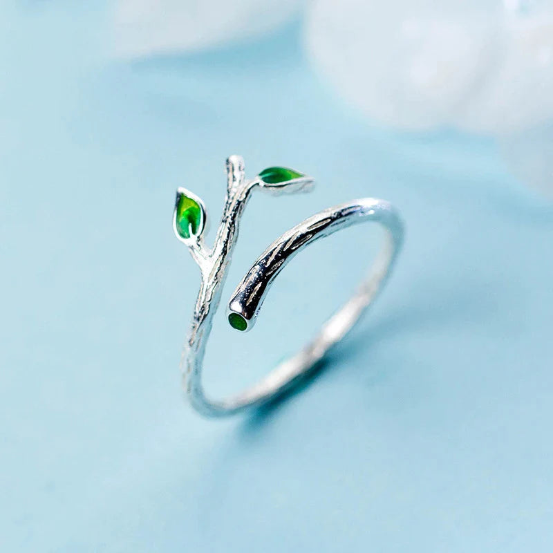 Green Leaves Tree Branch Ring