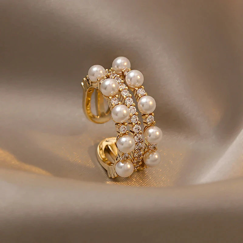 Adjustable Double Pearl Ring in Gold