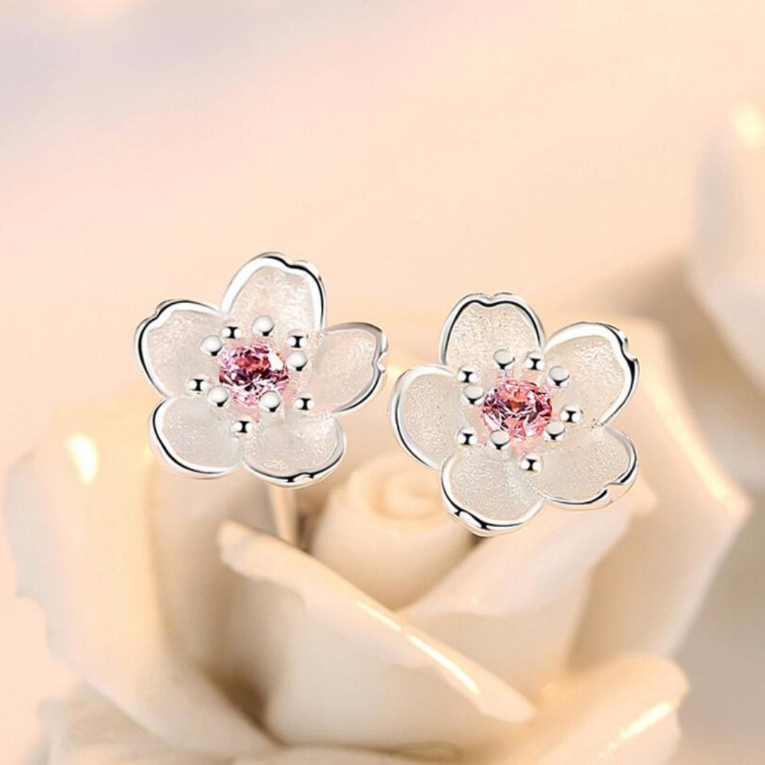 White Lotus Earrings in Sterling Silver