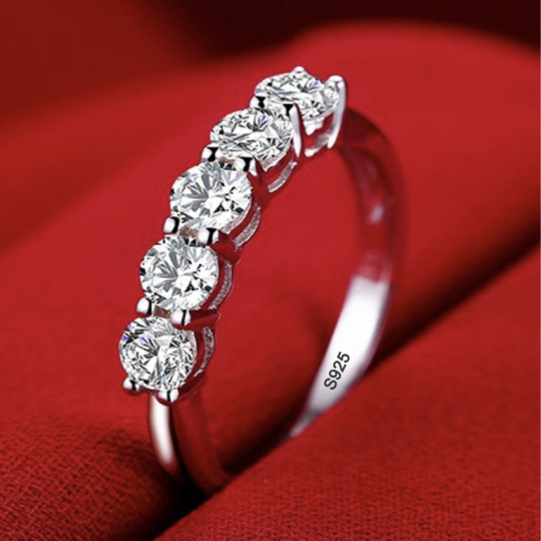 Elegant Zirconia Encrusted Ring in Sterling Silver