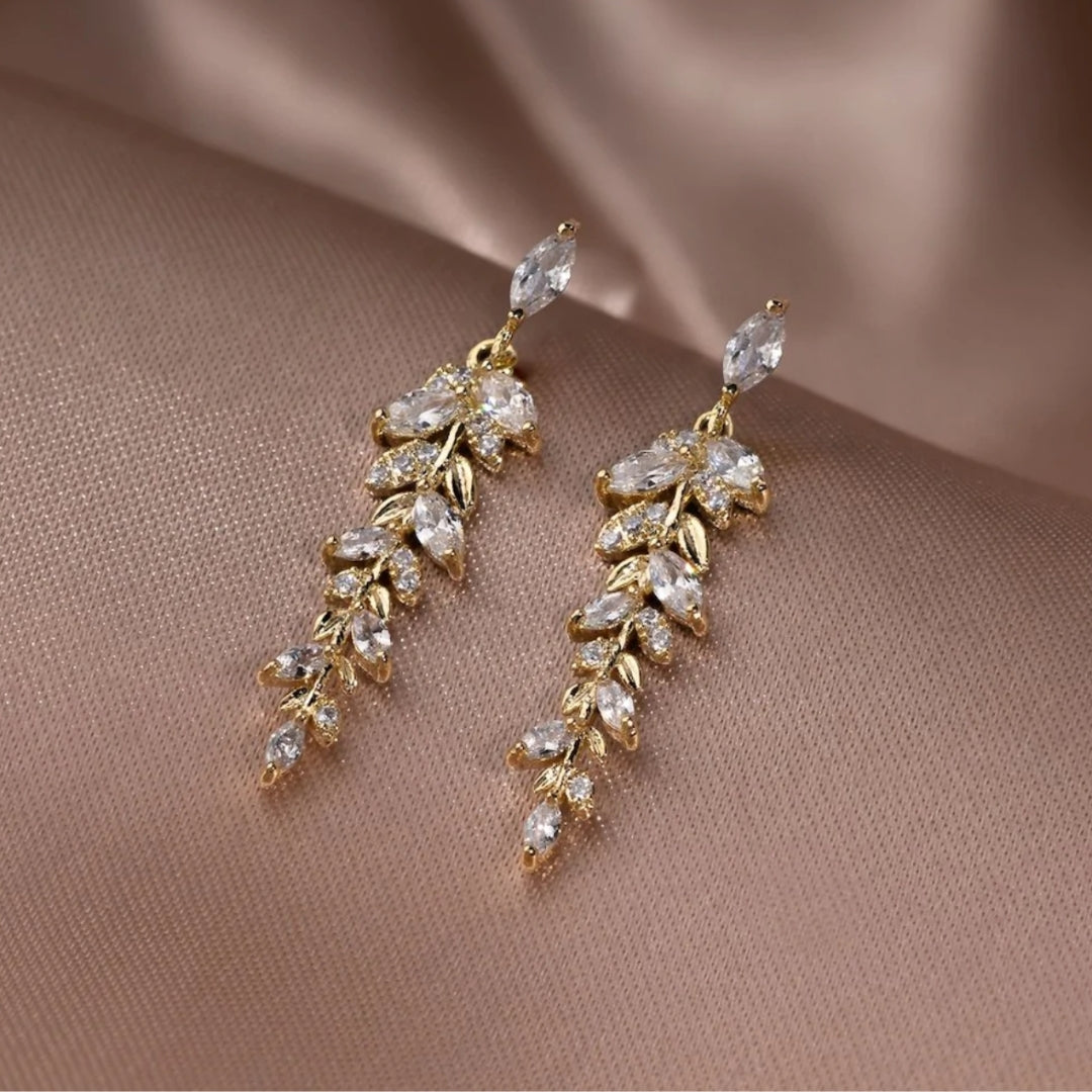 Zirconia Pendant Earrings in Gold