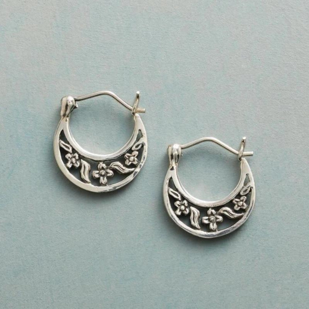 Flower Moon Earrings in Silver