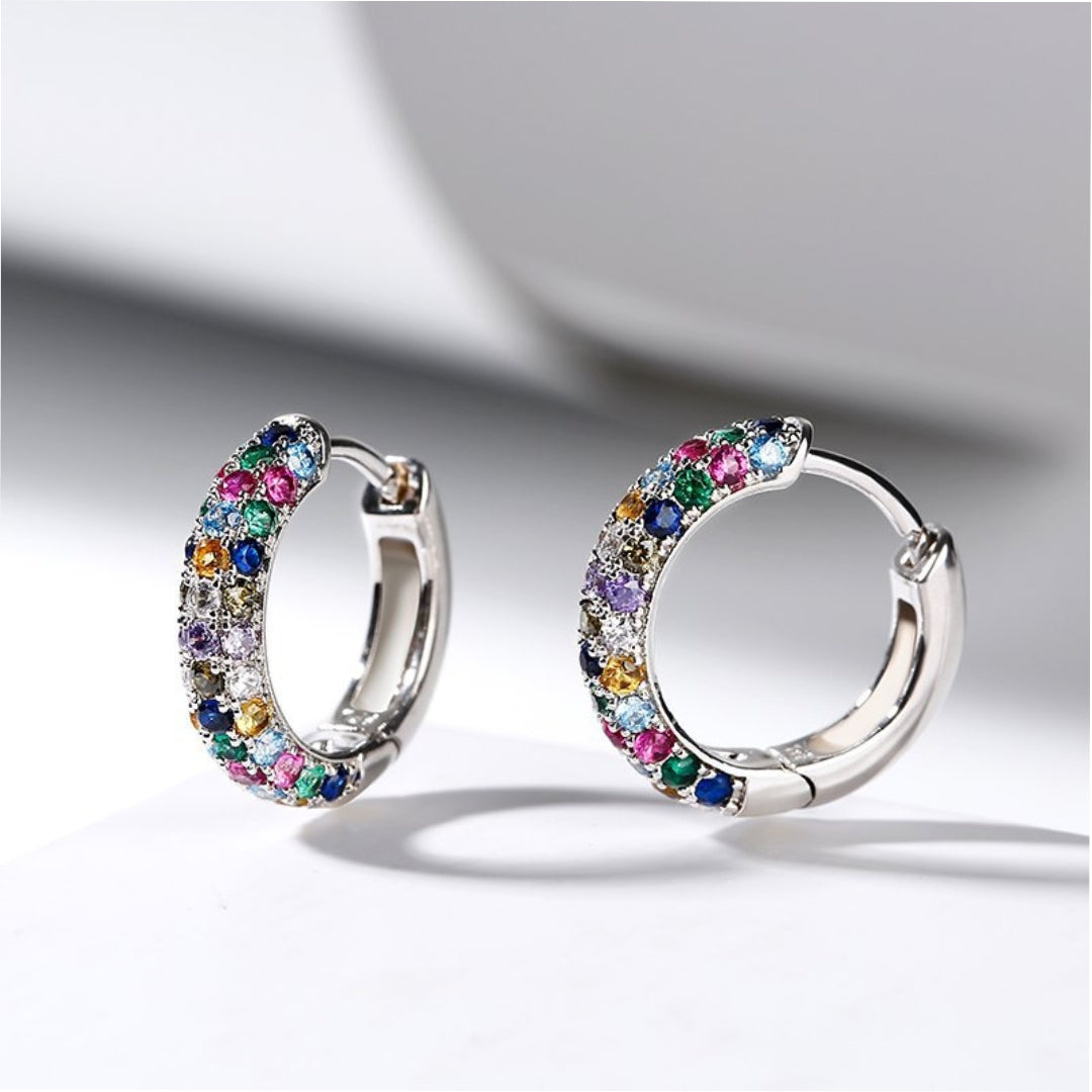 Multicoloured Zirconia Earrings in Silver