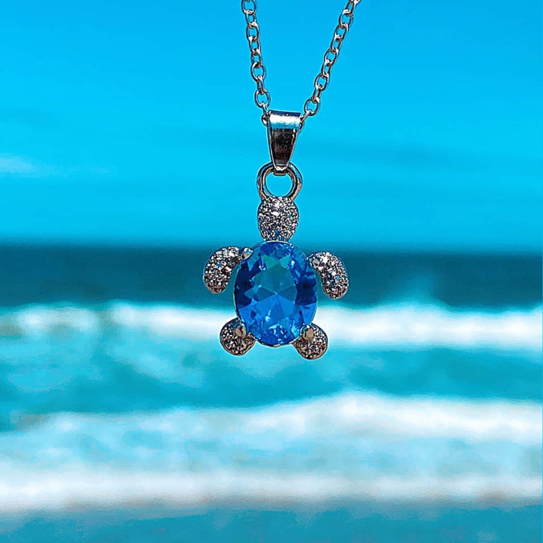 Blue Opal Sea Turtle Necklace