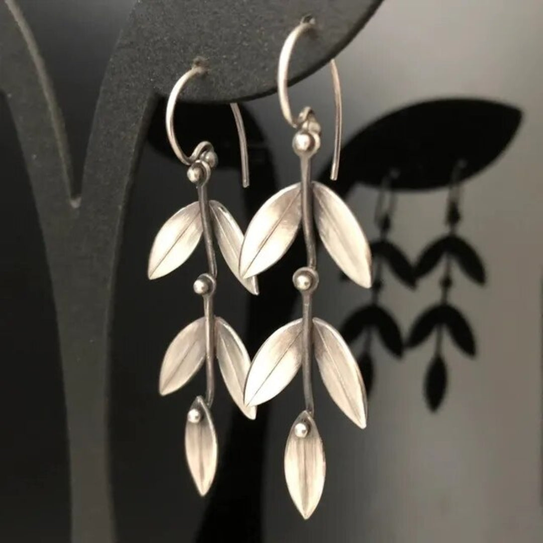 Vintage Silver Dangling Leaf Earrings