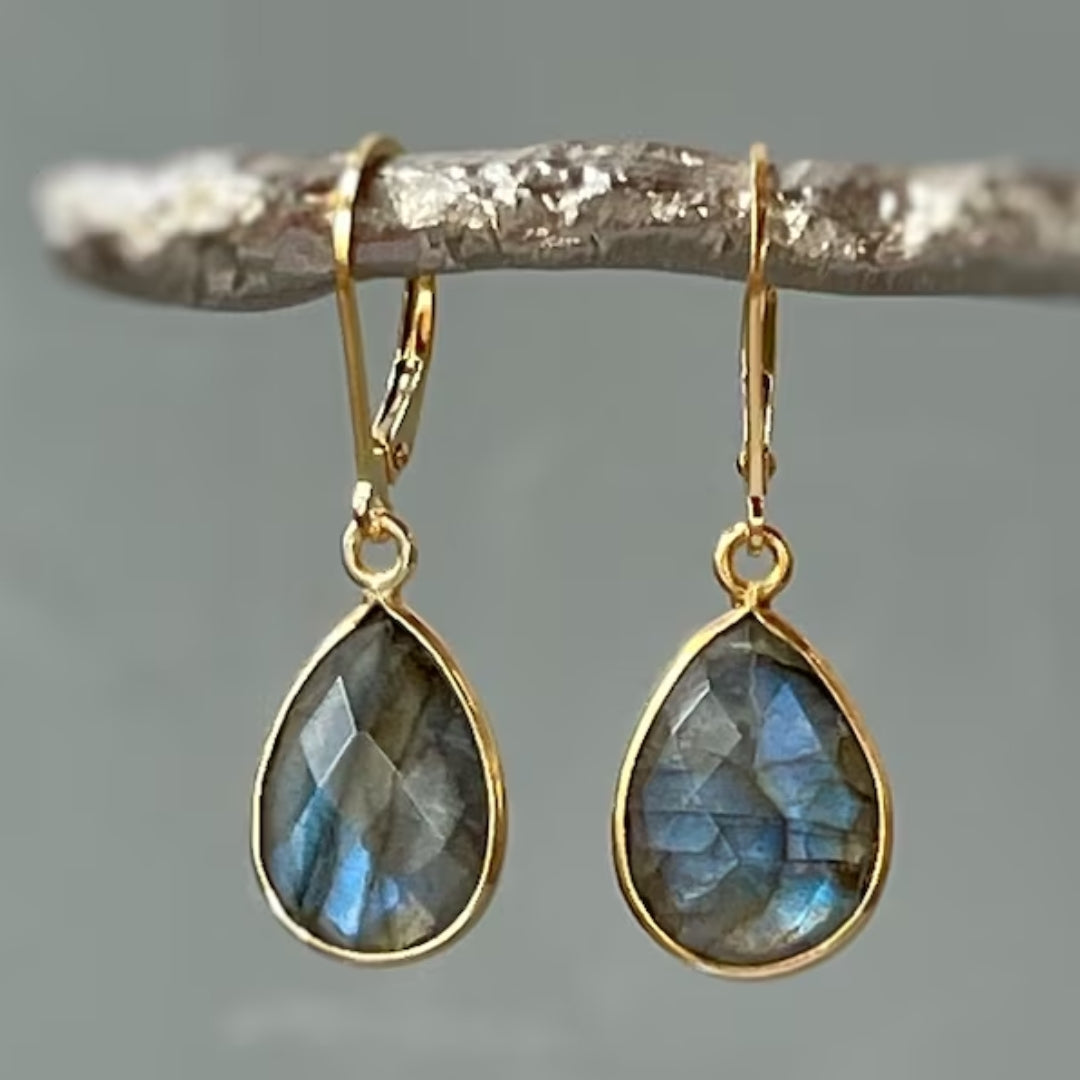 Vintage Blue Crystal Drop Earrings