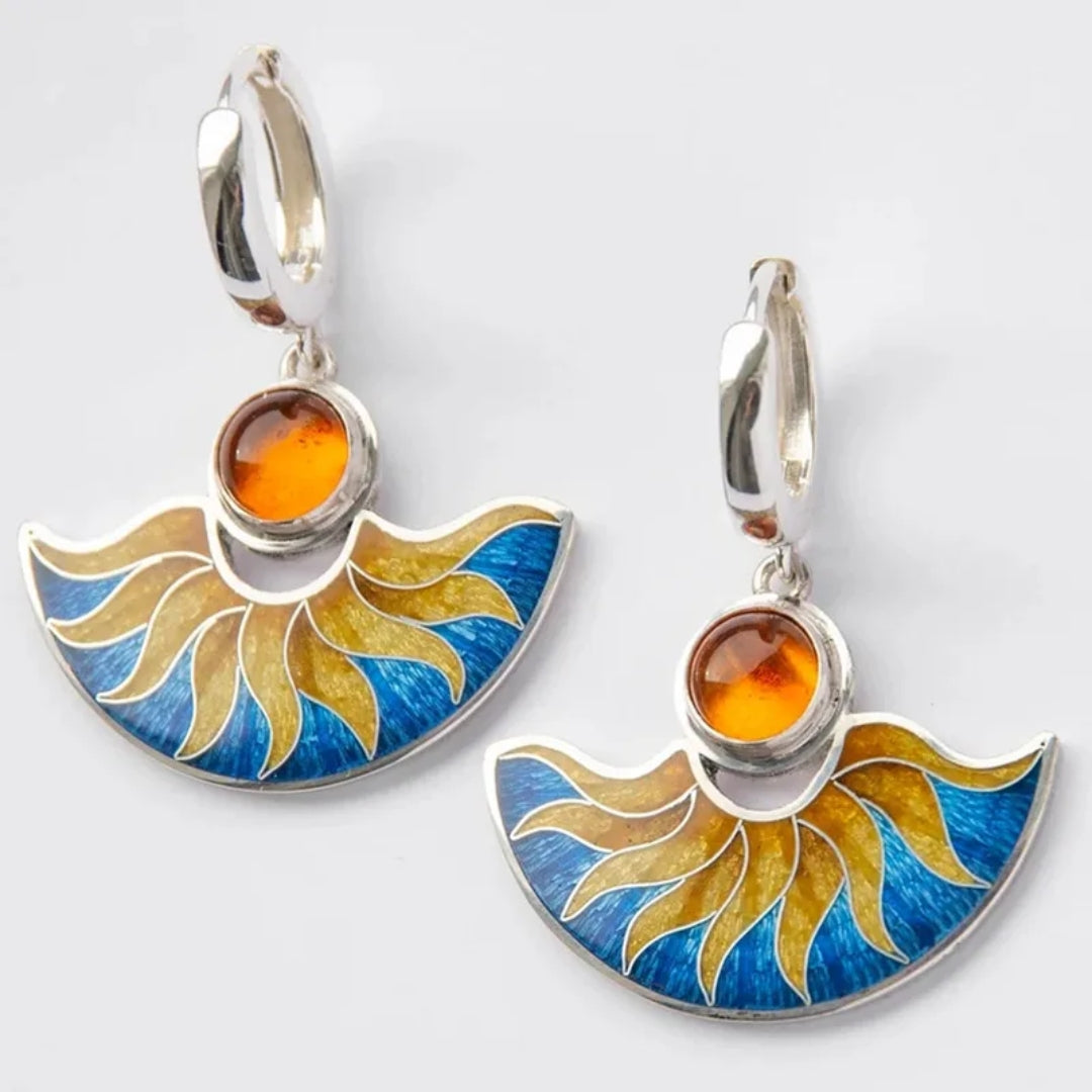 Vintage Blue Sun Earrings