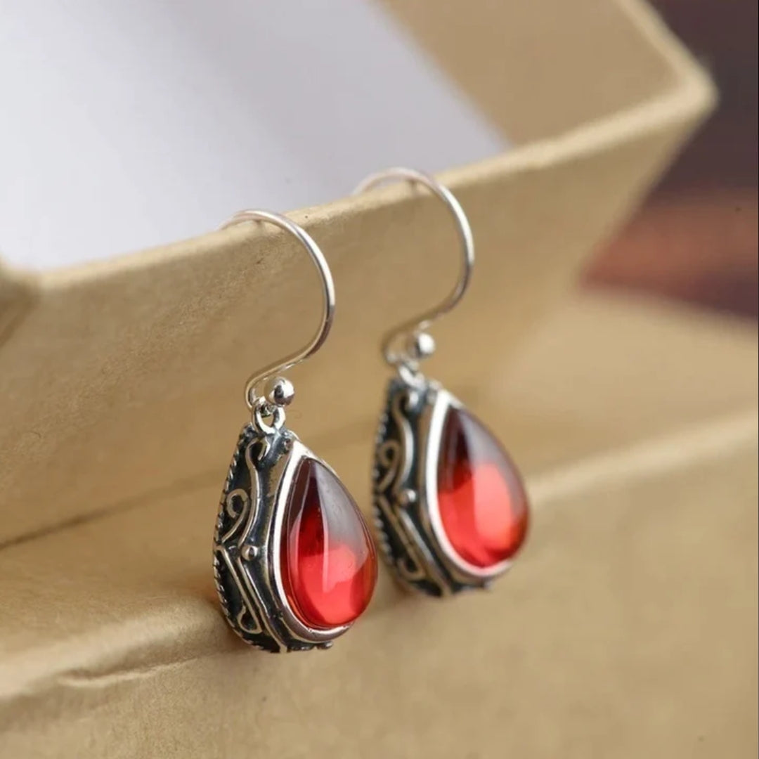 Vintage Red Crystal Earrings