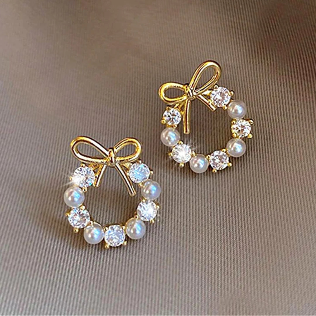 Elegant Bow Pearl Earrings