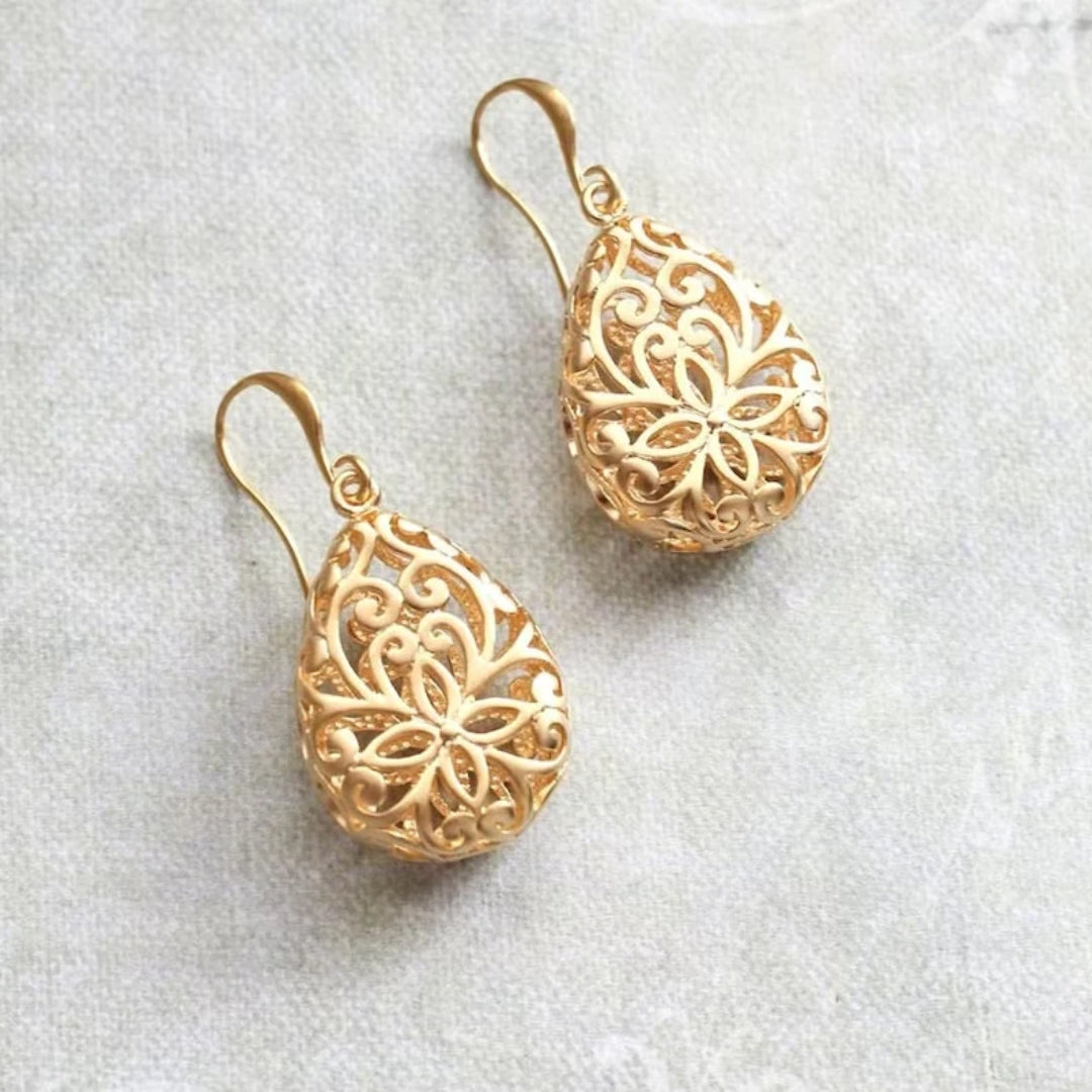 Vintage Golden Hollow Drop Earrings