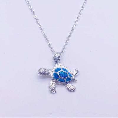 Blue Opal Sea Turtle Necklace