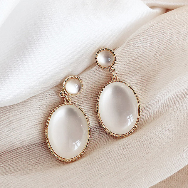 Moonstone Earrings in Gold