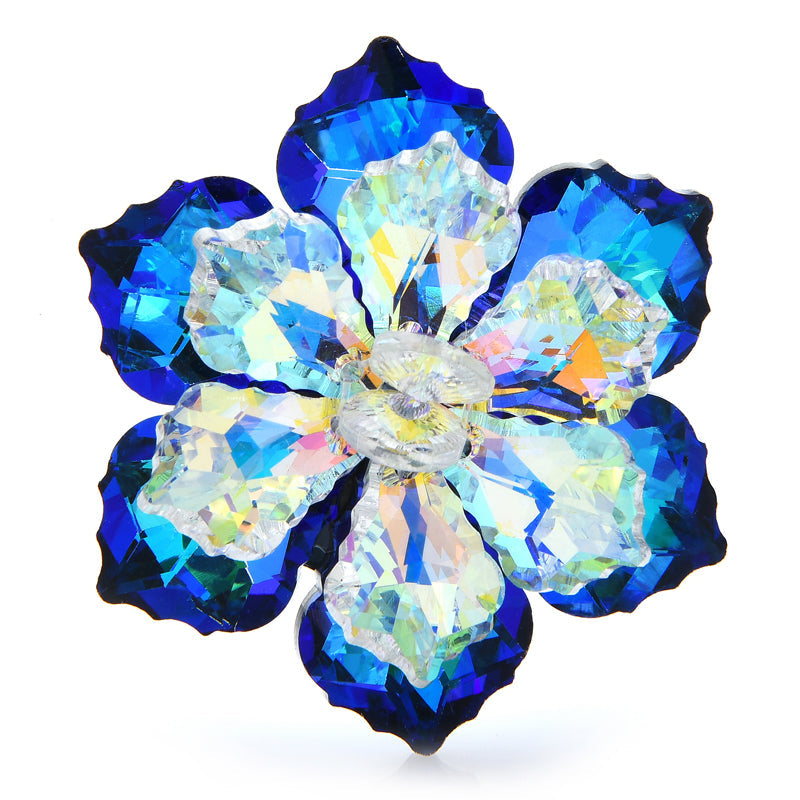 Shining Glass Flower Brooches