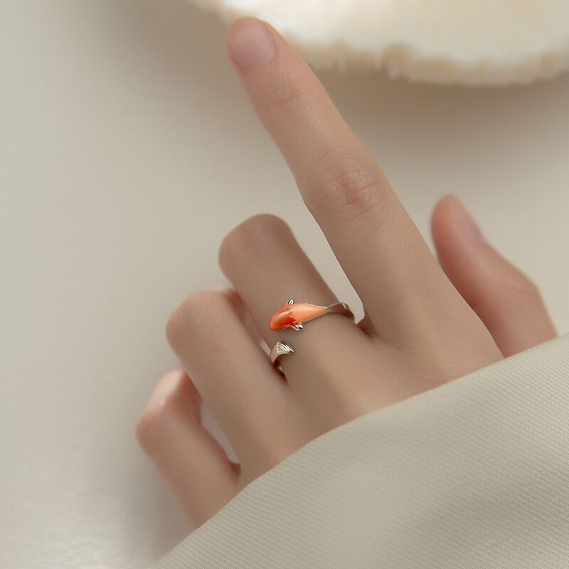 Adjustable Goldfish Ring in Silver