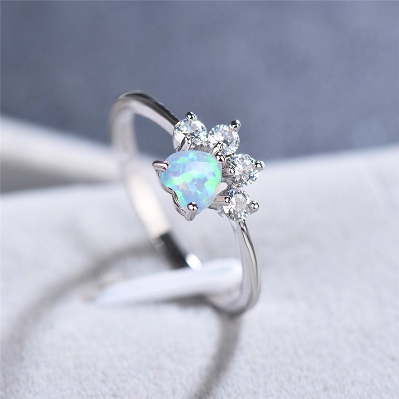 Opal and Zirconia Ring