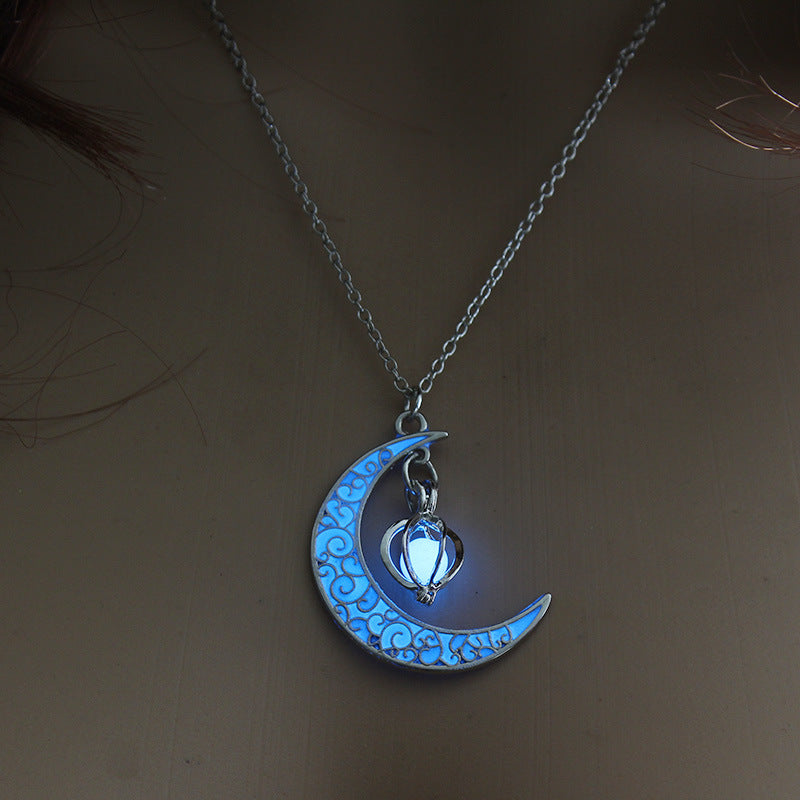 Luminous Crescent Necklace in Silver