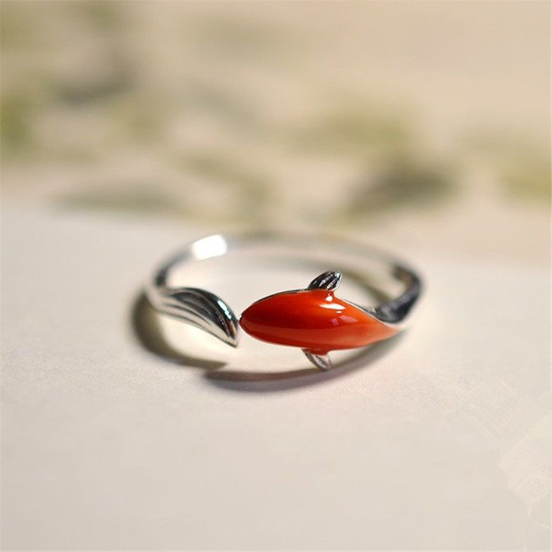 Adjustable Goldfish Ring in Silver