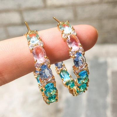 Multicolored Zirconia Earrings in Gold