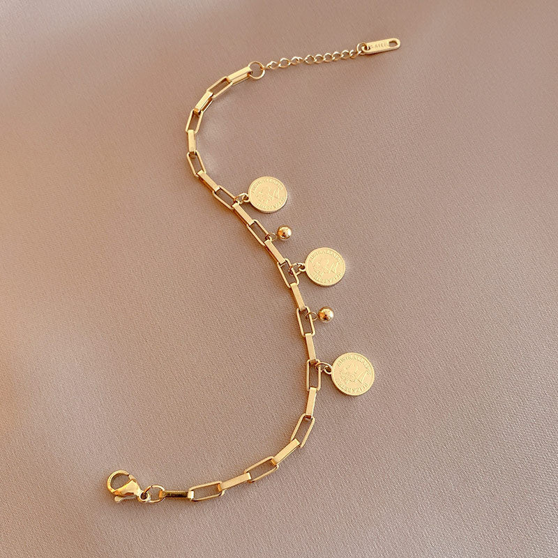 Adjustable Coin Bracelet in Gold