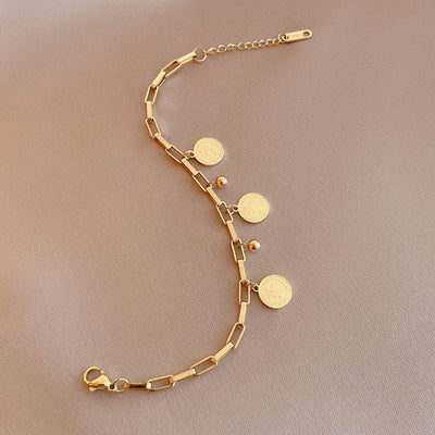 Adjustable Coin Bracelet in Gold