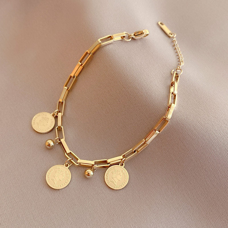 Adjustable Coin Bracelet in Gold