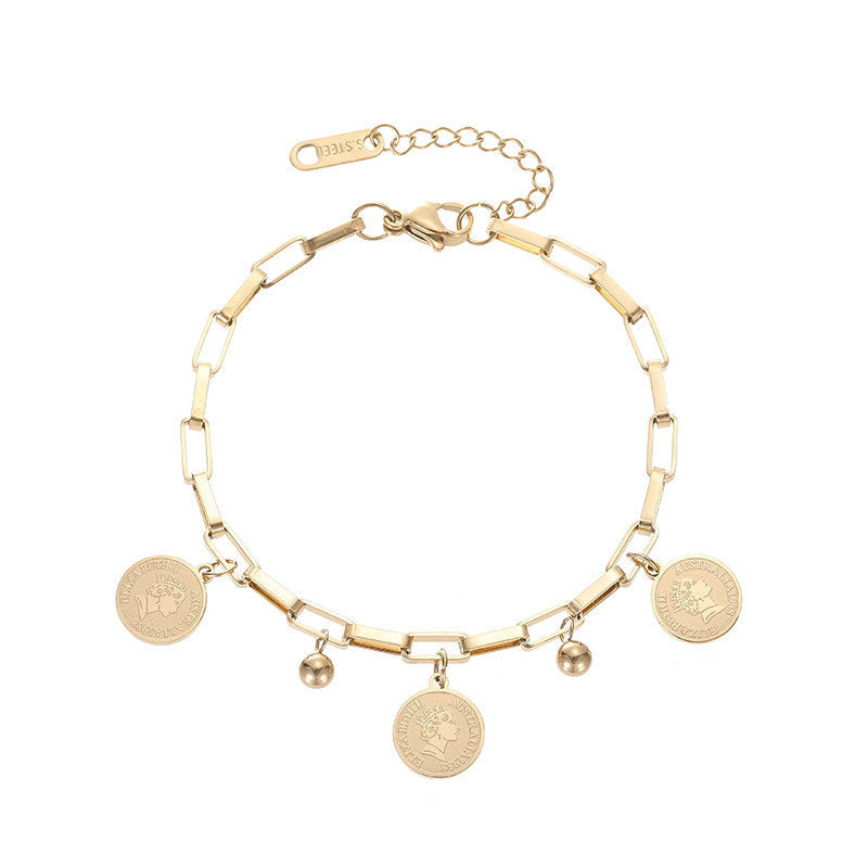 Adjustable Coin Bracelet in Gold